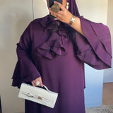 ROBE COL VOLANT [AUBERGINE]