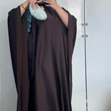 ABAYA PAPILLON SATIN & MOUSSELINE [MARRON CHOCOLAT]