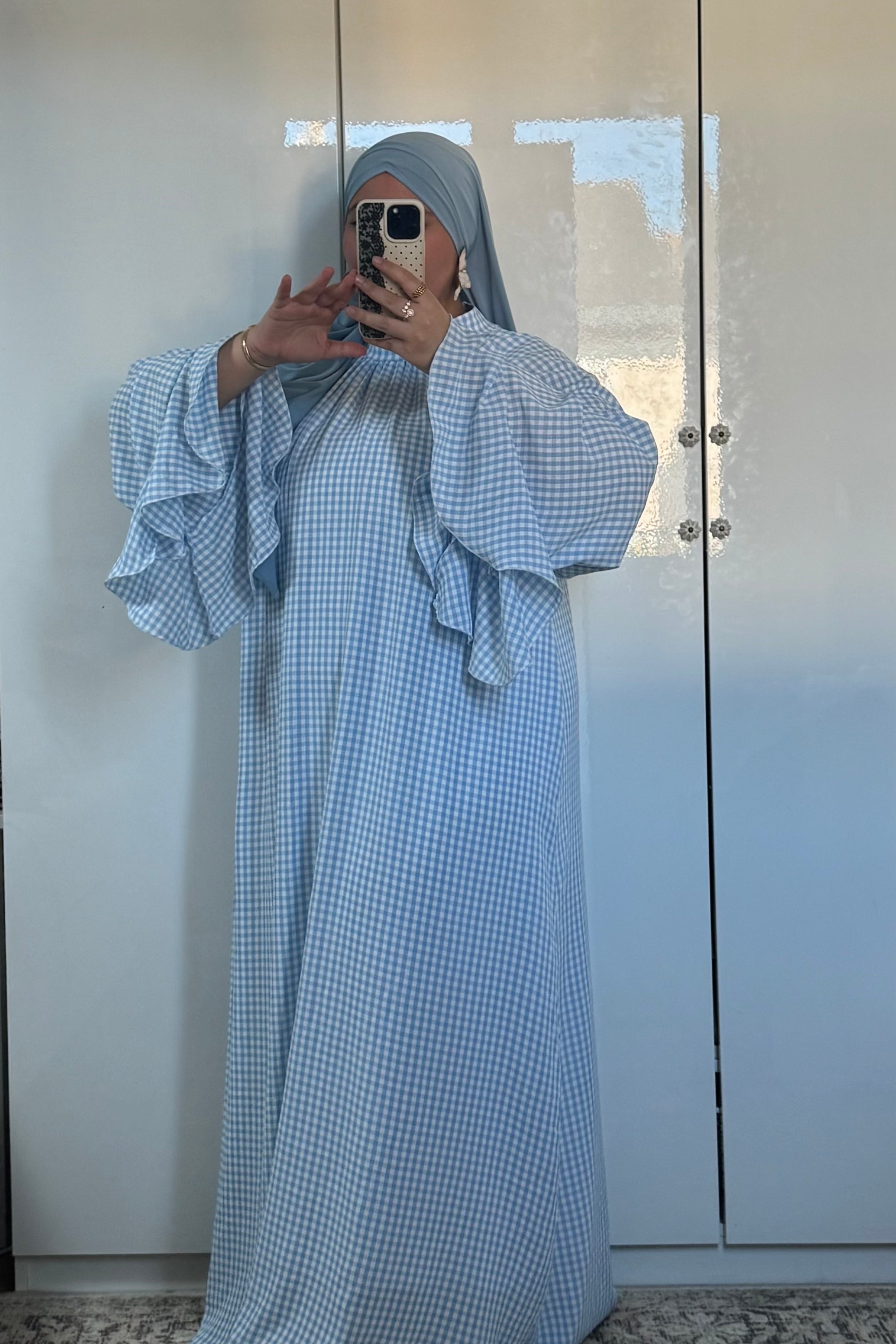 ROBE À VOLANT VICHY [BLUE BABY]