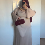 ROBE SATINÉE DRAPÉE [BEIGE]
