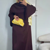 ROBE SATINÉE DRAPÉE [MARRON CHOCOLAT]