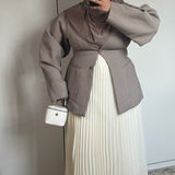BLAZER CINTRÉ MANCHE BALLON [TAUPE]