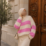 PULL BICOLORE [BLANC & ROSE]