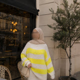 PULL BICOLORE [BLANC & JAUNE]
